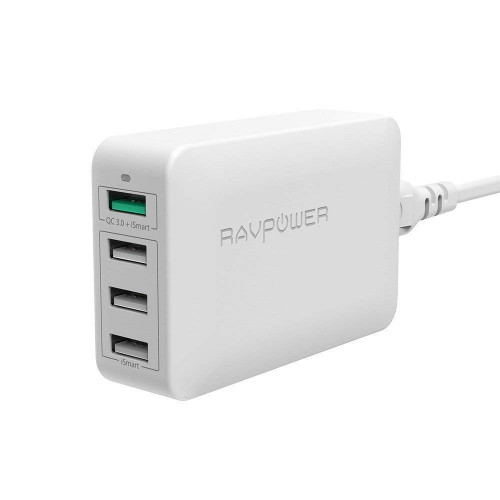 RAVPower USB Qualcomm Quick Charge 3.0 40W 4-Port Desktop Charging Station White (RP-PC024WH)